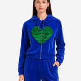 COZY VELVET BLUE LOVE ZIP-UP HOODIE