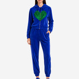 COZY VELVET BLUE LOVE ZIP-UP HOODIE