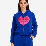 COZY VELVET BLUE LOVE ZIP-UP HOODIE