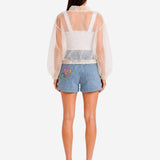 WHITE SILK ORGANZA BOMBER
