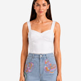 FEHÉR SELYEM CROP TOP