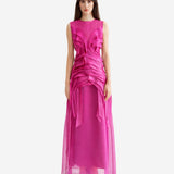 PINK SILK ORGANZA WAVES DRESS